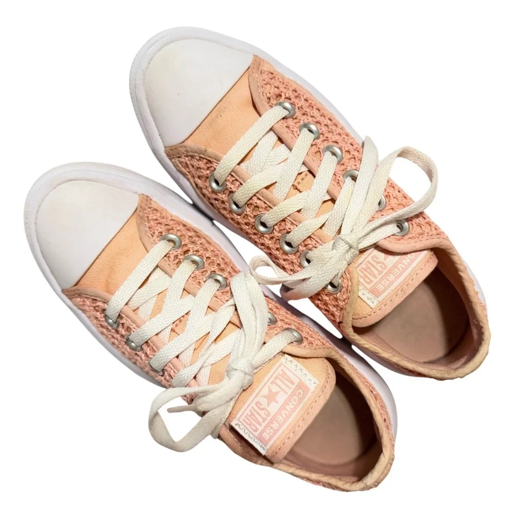 Converse Chuck Taylor All Star Move Peach Crochet Platform Sneakers A08740C 4.5Y